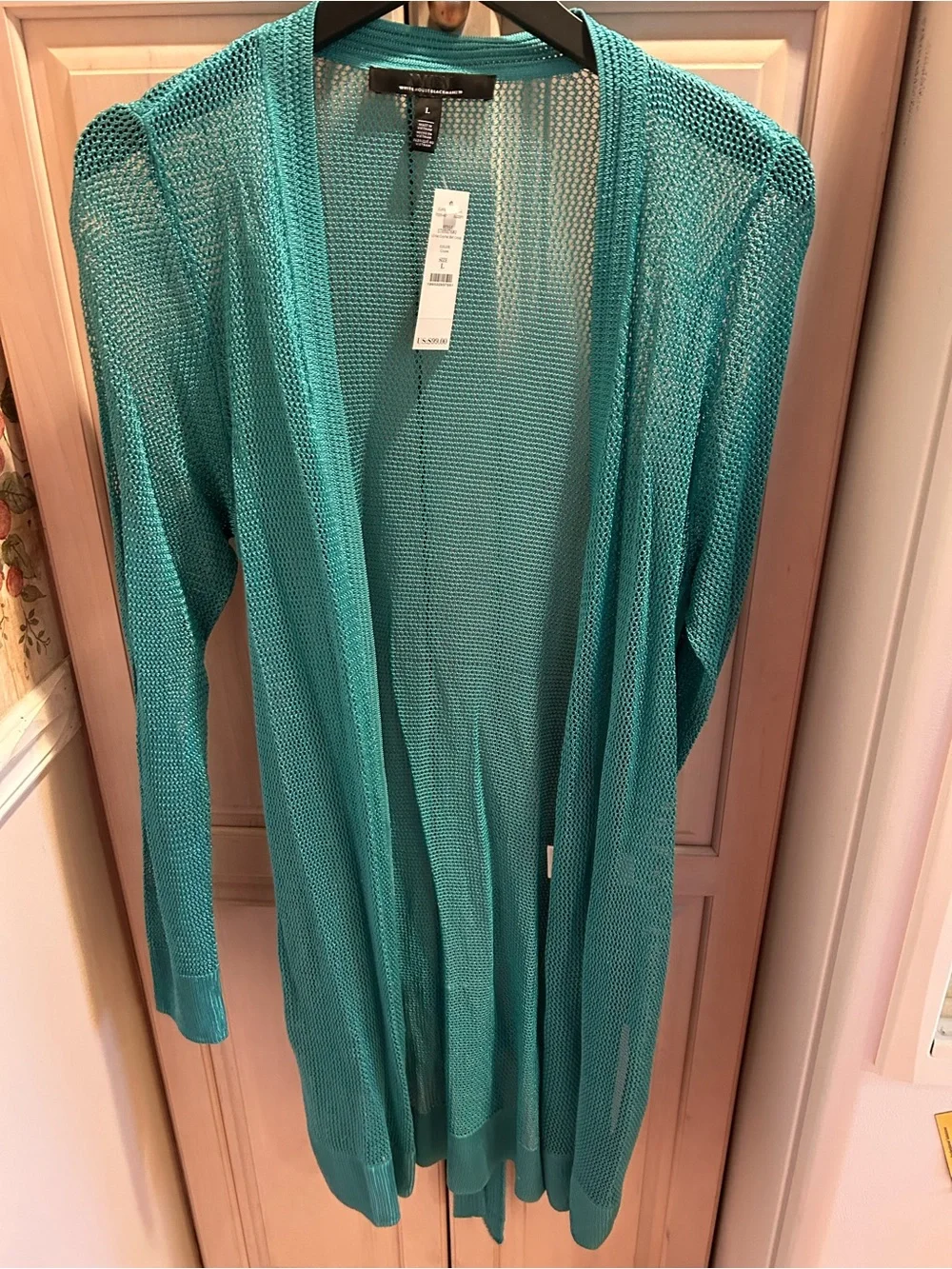 White House Black Market Teal Cardigan Sweater Size L New With Tags